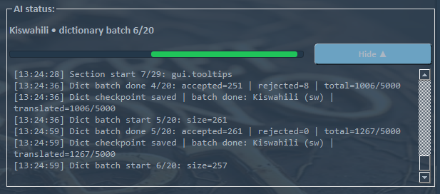 TSCR app langAI - process log